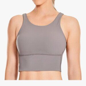 NWT- CRZ Yoga High Neck Longline Sports top with built in bra- Mauve: size M